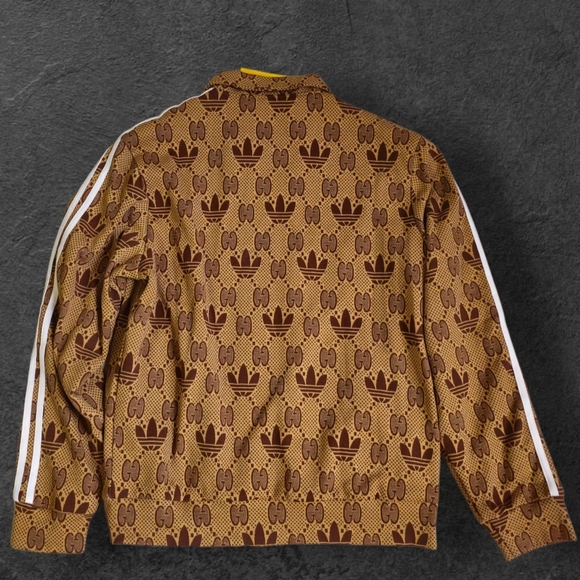 Gucci x adidas GG Trefoil Zip Jacket - Beige Ebony - Size L - Picture 2 of 3